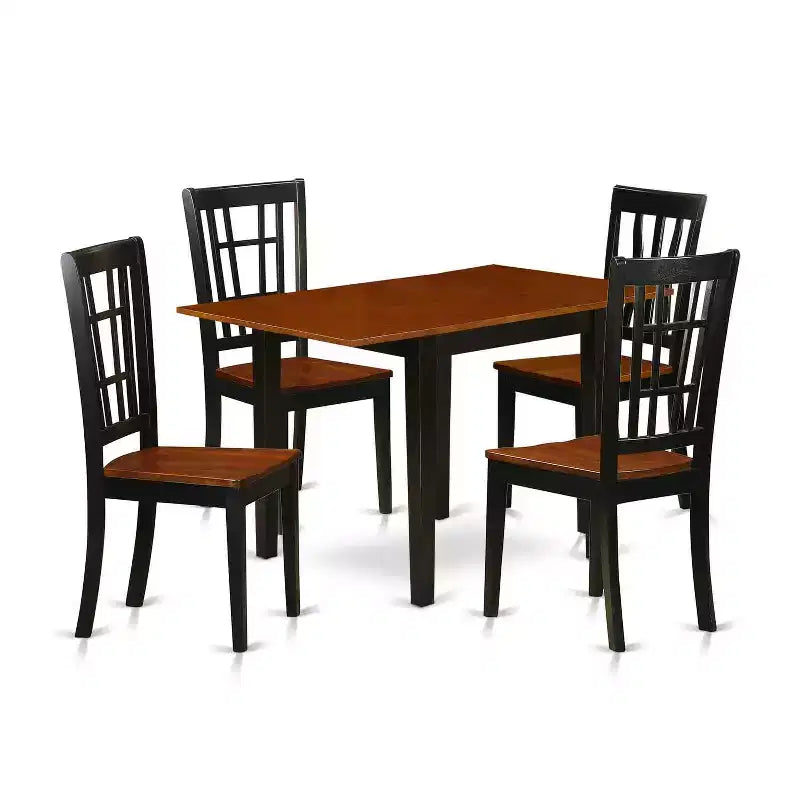 5-Piece Black and Cherry Finish Solid Wood Top - Rectangular Dining Room Set (Seats- 4)