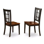 Ensemble de salle à manger rectangulaire 5 pièces en bois massif noir et cerisier (4 places)