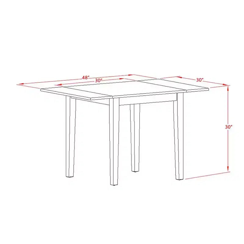 Ensemble de salle à manger rectangulaire 5 pièces en bois massif noir et cerisier (4 places)