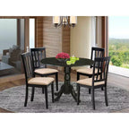 Ensemble de salle à manger - Table ronde 5 pièces et 4 chaises en lin - Ensemble de cuisine noir 42x42 pouces