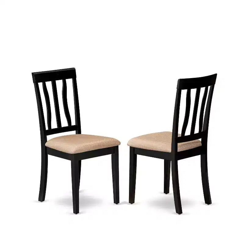 Ensemble de salle à manger - Table ronde 5 pièces et 4 chaises en lin - Ensemble de cuisine noir 42x42 pouces