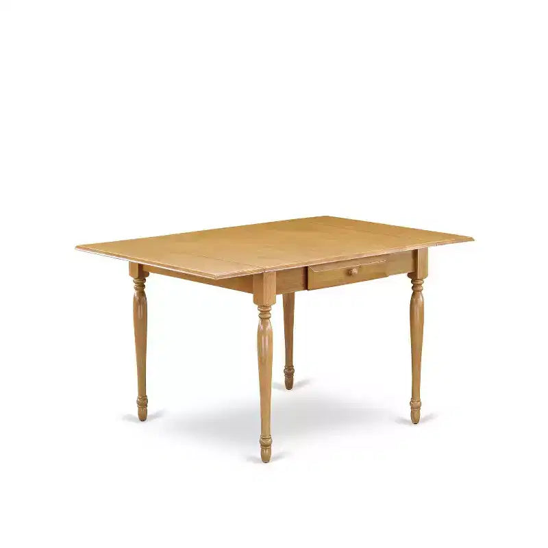 HomeStock 3-Pc Natural Brown Oak Finish Solid Wood Top with Dropleaf Dining Table Set - Seats 2