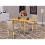 Ensemble de salle à manger 3 pièces HomeStock avec plateau en bois massif finition chêne brun naturel et table à rabats – 2 places