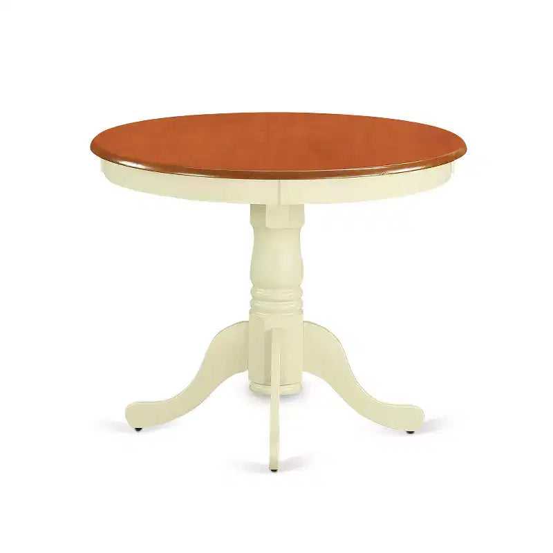 5 Piece Dining Set - Kitchen Table & 4 Chairs - Round Pedestal Table - Buttermilk Cherry Finish