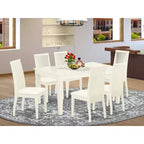 Table de salle à manger HomeStock 7 pièces rectangulaire avec plateau en bois massif finition crème et cerise et 6 chaises avec rallonge papillon