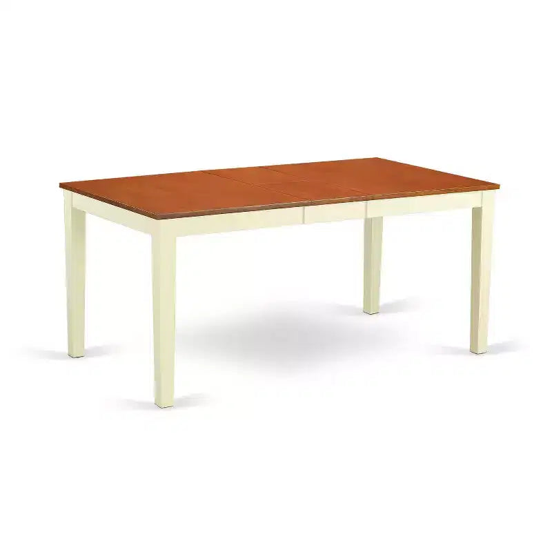 Table de salle à manger HomeStock 7 pièces rectangulaire avec plateau en bois massif finition cerisier et crème et 6 chaises
