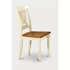 Table de salle à manger HomeStock 7 pièces rectangulaire avec plateau en bois massif finition cerisier et crème et 6 chaises