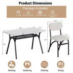 Ensemble table à manger 5 pièces pour 4 personnes, table de cuisine moderne avec 4 chaises en bouclette, table à manger rectangulaire avec étagère de rangement pour coin repas, appartement