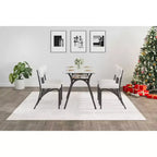 Ensemble table à manger 5 pièces pour 4 personnes, table de cuisine moderne avec 4 chaises en bouclette, table à manger rectangulaire avec étagère de rangement pour coin repas, appartement