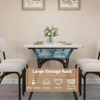 Ensemble table à manger 5 pièces pour 4 personnes, table de cuisine moderne avec 4 chaises en bouclette, table à manger rectangulaire avec étagère de rangement pour coin repas, appartement