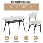 Ensemble table à manger 5 pièces pour 4 personnes, table de cuisine moderne avec 4 chaises en bouclette, table à manger rectangulaire avec étagère de rangement pour coin repas, appartement