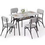 5-Piece Dining Table Set for 4, Modern Kitchen Table with 4 Boucle Chairs, Rectangular Dining Table with Storage Shelf for Breakfast Nook, Apartment