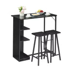 COZONY Ensemble de table et chaises de bar 3 pièces, Ensemble de salle à manger avec 3 étagères de rangement et tabourets