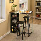 COZONY Ensemble de table et chaises de bar 3 pièces, Ensemble de salle à manger avec 3 étagères de rangement et tabourets