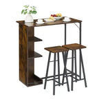 COZONY Ensemble de table et chaises de bar 3 pièces, Ensemble de salle à manger avec 3 étagères de rangement et tabourets