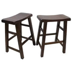 eHemco Table de cuisine gain de place avec tiroir et étagères de rangement et 2 tabourets de bar en selle, Noyer, 3 pièces