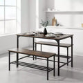 Homy Casa 3-Piece Small Space Dining Table Set with Metal Frame, Engineered Wood Top, Brown