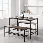 Homy Casa 3-Piece Small Space Dining Table Set with Metal Frame, Engineered Wood Top, Brown