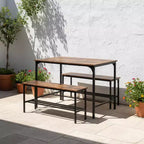 Homy Casa Ensemble de 3 pièces table et chaises de salle à manger pour petits espaces avec cadre en métal, plateau en bois manufacturé, marron