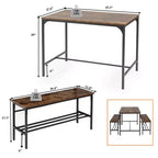 Homy Casa Ensemble de 3 pièces table et chaises de salle à manger pour petits espaces avec cadre en métal, plateau en bois manufacturé, marron