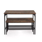 Homy Casa Ensemble de 3 pièces table et chaises de salle à manger pour petits espaces avec cadre en métal, plateau en bois manufacturé, marron