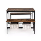 Homy Casa Ensemble de 3 pièces table et chaises de salle à manger pour petits espaces avec cadre en métal, plateau en bois manufacturé, marron