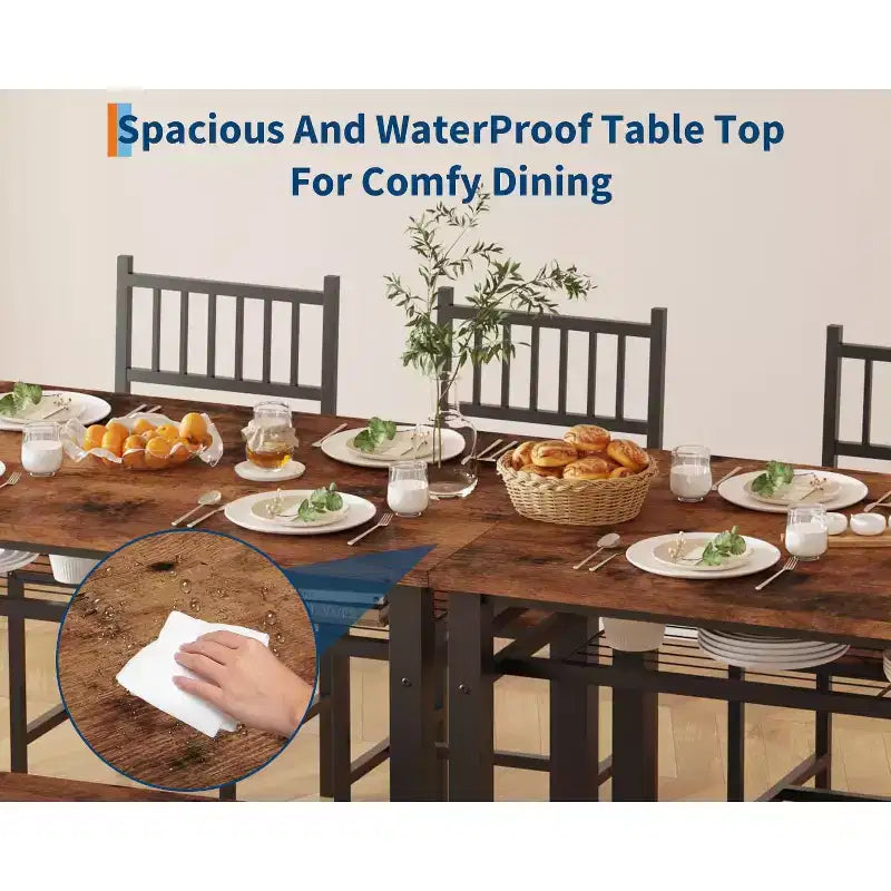 Ensemble de table à manger moderne pour 4 personnes avec chaises et banquette de rangement, pour petit espace ou appartement