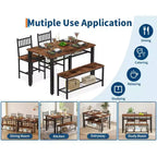 Ensemble de table à manger moderne pour 4 personnes avec chaises et banquette de rangement, pour petit espace ou appartement