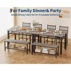 Ensemble de table à manger moderne pour 4 personnes avec chaises et banquette de rangement, pour petit espace ou appartement
