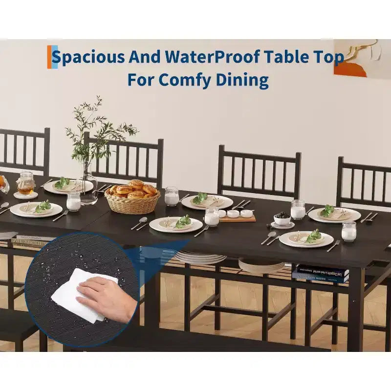 Ensemble de table à manger moderne pour 4 personnes avec chaises et banquette de rangement, pour petit espace ou appartement