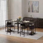 Ensemble table de salle à manger et 2 chaises, table de bar haute et chaises, étagères de rangement ouvertes, porte-gobelet et casier à vin intégrés, pour petites cuisines et appartements