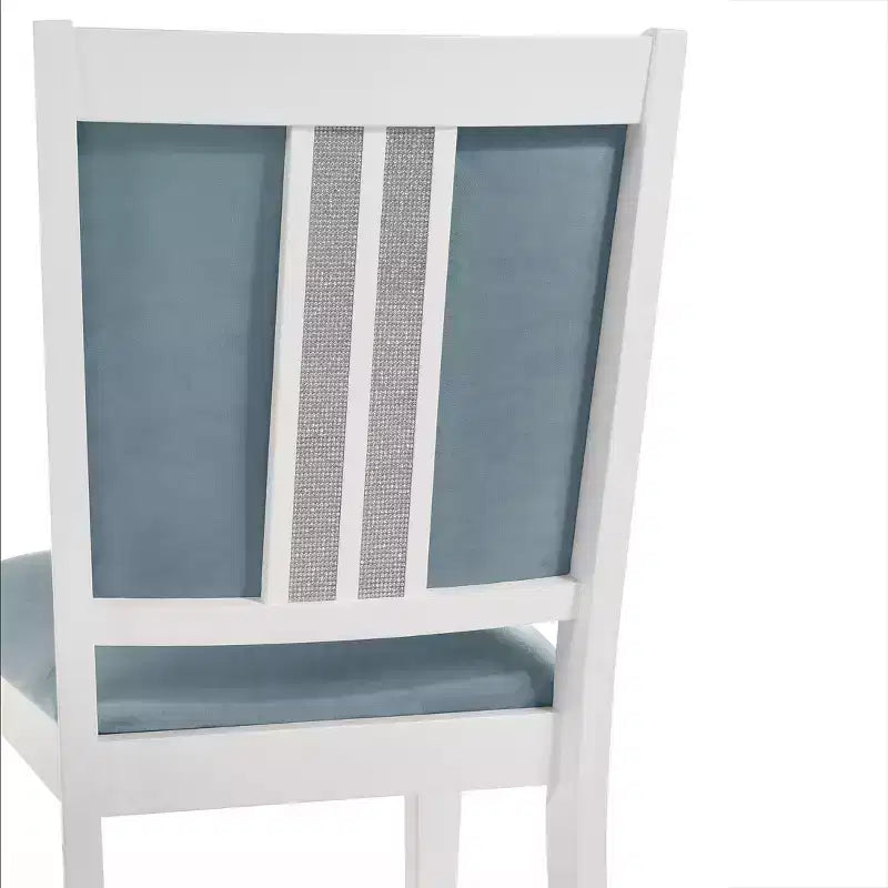 ChaletPosh Ensemble de salle à manger 7 pièces blanc avec chaises de salle à manger en velours bleu clair