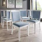ChaletPosh Ensemble de salle à manger 7 pièces blanc avec chaises de salle à manger en velours bleu clair