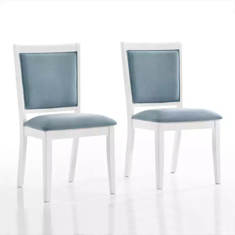ChaletPosh Ensemble de salle à manger 7 pièces blanc avec chaises de salle à manger en velours bleu clair