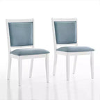 ChaletPosh Ensemble de salle à manger 7 pièces blanc avec chaises de salle à manger en velours bleu clair