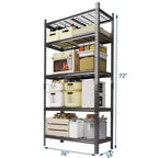 Étagère robuste à 5 niveaux, capacité de 1000 kg, rack métallique réglable pour garage, cuisine ou sous-sol, 91,4 cm L x 40,6 cm P x 182,9 cm H - Noir