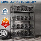 Étagère robuste à 5 niveaux, capacité de 1000 kg, rack métallique réglable pour garage, cuisine ou sous-sol, 91,4 cm L x 40,6 cm P x 182,9 cm H - Noir