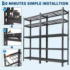 Étagère robuste à 5 niveaux, capacité de 1000 kg, rack métallique réglable pour garage, cuisine ou sous-sol, 91,4 cm L x 40,6 cm P x 182,9 cm H - Noir