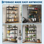 Étagère robuste à 5 niveaux, capacité de 1000 kg, rack métallique réglable pour garage, cuisine ou sous-sol, 91,4 cm L x 40,6 cm P x 182,9 cm H - Noir
