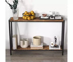 Table console étroite de 42,9 pouces avec étagère de rangement, table d'appoint industrielle rustique marron pour salon, couloir