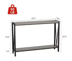 Table console étroite de 42,9 pouces avec étagère de rangement, table d'appoint industrielle rustique marron pour salon, couloir