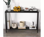 Table console étroite de 42,9 pouces avec étagère de rangement, table d'appoint industrielle rustique marron pour salon, couloir