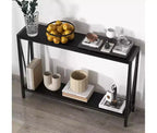 Table console étroite de 42,9 pouces avec étagère de rangement, table d'appoint industrielle rustique marron pour salon, couloir