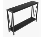 Table console étroite de 42,9 pouces avec étagère de rangement, table d'appoint industrielle rustique marron pour salon, couloir