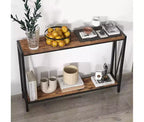 Table console étroite de 42,9 pouces avec étagère de rangement, table d'appoint industrielle rustique marron pour salon, couloir