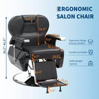 Fauteuil de barbier pivotant à 360°, Fauteuil de salon inclinable avec appuie-tête réglable, Chaise pour la maison, le spa, le shampooing, Charge maximale 150 kg
