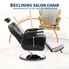Fauteuil de barbier pivotant à 360°, Fauteuil de salon inclinable avec appuie-tête réglable, Chaise pour la maison, le spa, le shampooing, Charge maximale 150 kg