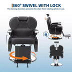 Fauteuil de barbier pivotant à 360°, Fauteuil de salon inclinable avec appuie-tête réglable, Chaise pour la maison, le spa, le shampooing, Charge maximale 150 kg
