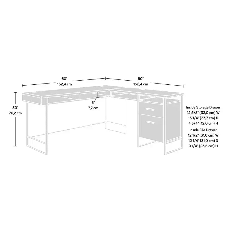 Bureau d'angle Harper 60 en bois et métal