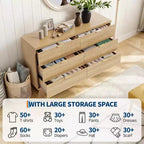 Commode à 6 tiroirs, commode moderne du milieu du siècle de 120 cm de large avec poignée dorée, commode à tiroirs cannelés, meuble TV, organisateur de rangement pour salon